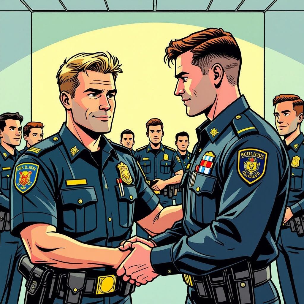 Een agent in opleiding stopte met zijn vingers een bloedende ader dicht en redde zo het leven van zijn collega.