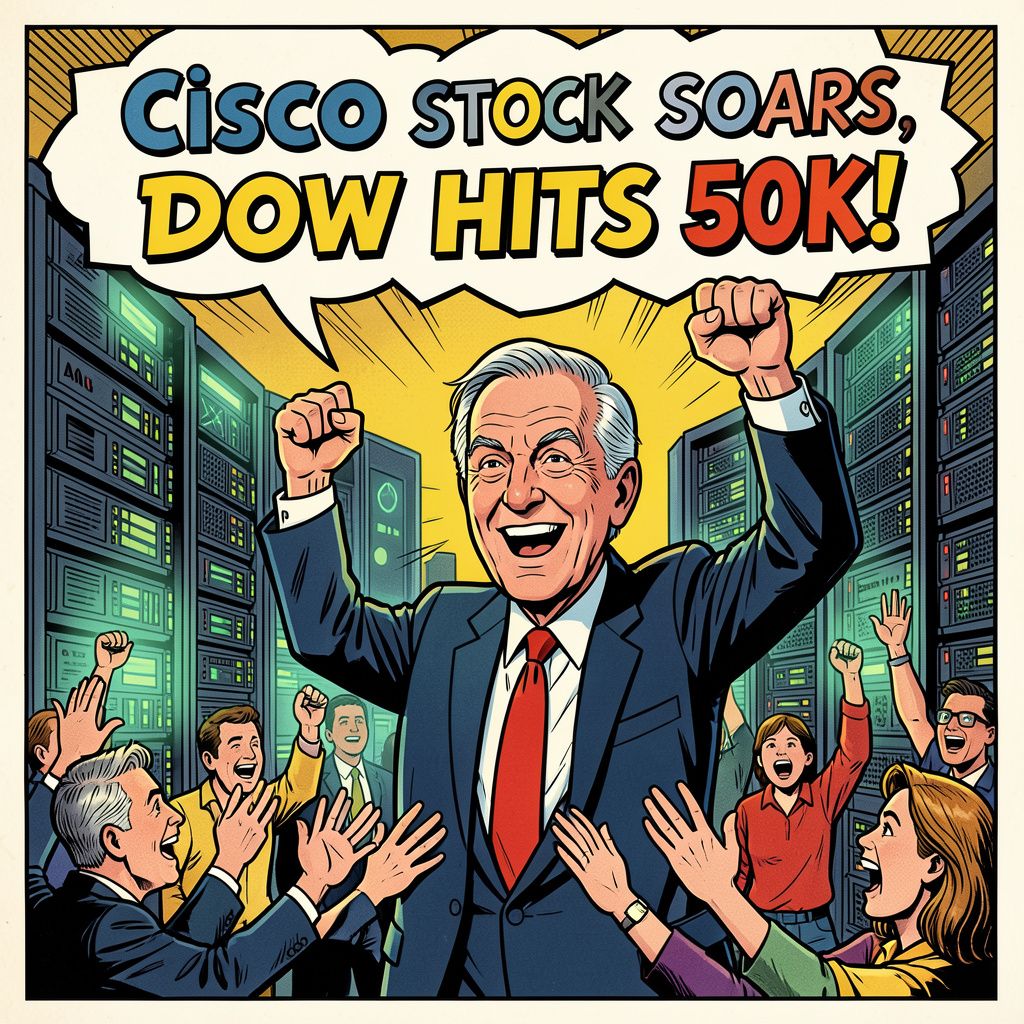 Cisco trekt de Dow Jones boven 50.000 punten met AI-orders van 5,3 miljard dollar