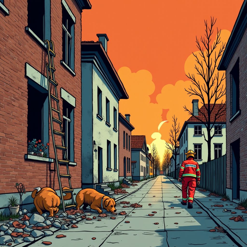 Een touwladder hangt nog steeds uit het raam na de verwoestende brand in Nijmegen