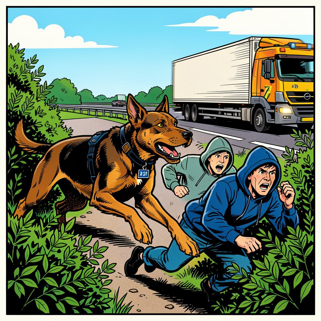 Een politiehond maakt korte metten met vluchtende vrachtwagendieven langs de A2.
