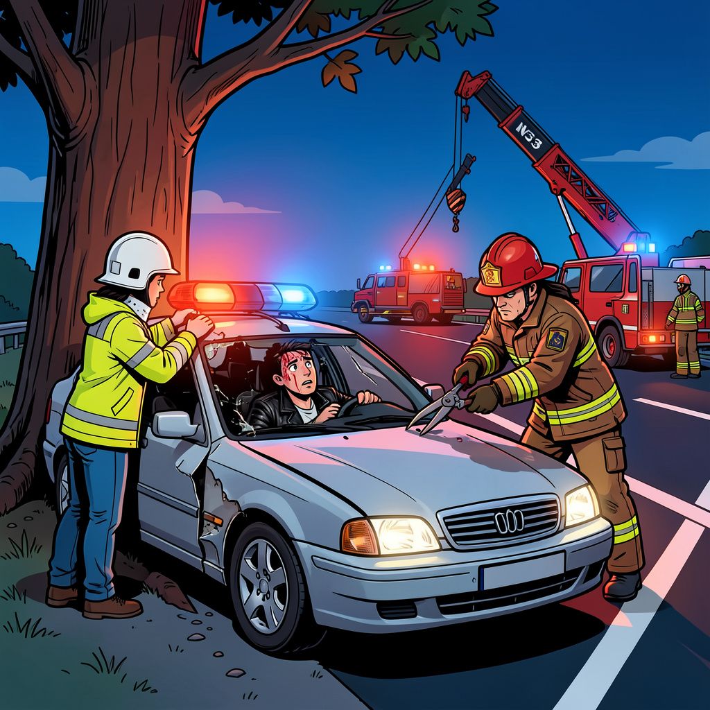 twee uur vast in een wrak: hoe red je iemand uit een auto die tegen een boom staat?
