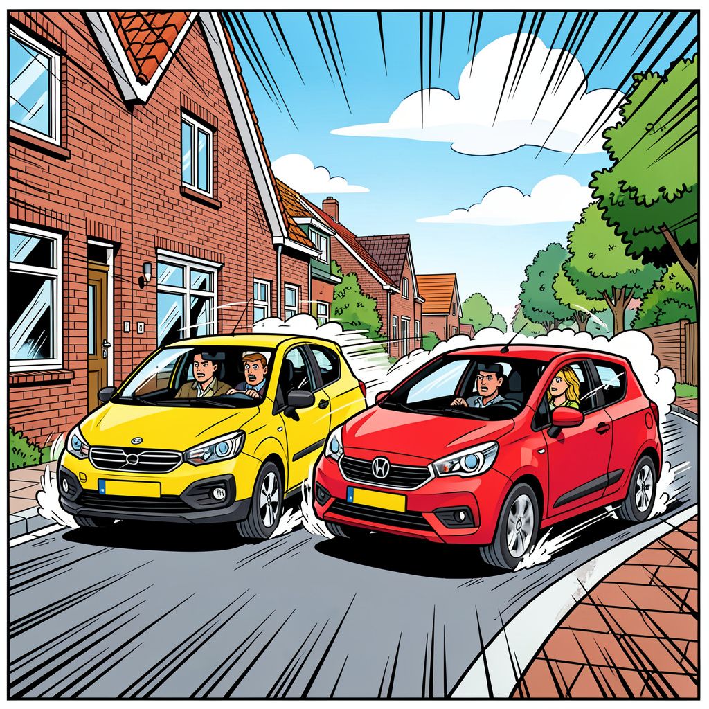 Een ruzie tussen een man en een vrouw in Blerick ontaardt in een wilde achtervolging met twee auto's.