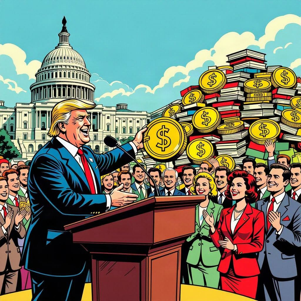 Donald Trump belooft elke Amerikaanse volwassene 5.000 dollar als zijn partij de tussentijdse verkiezingen wint.