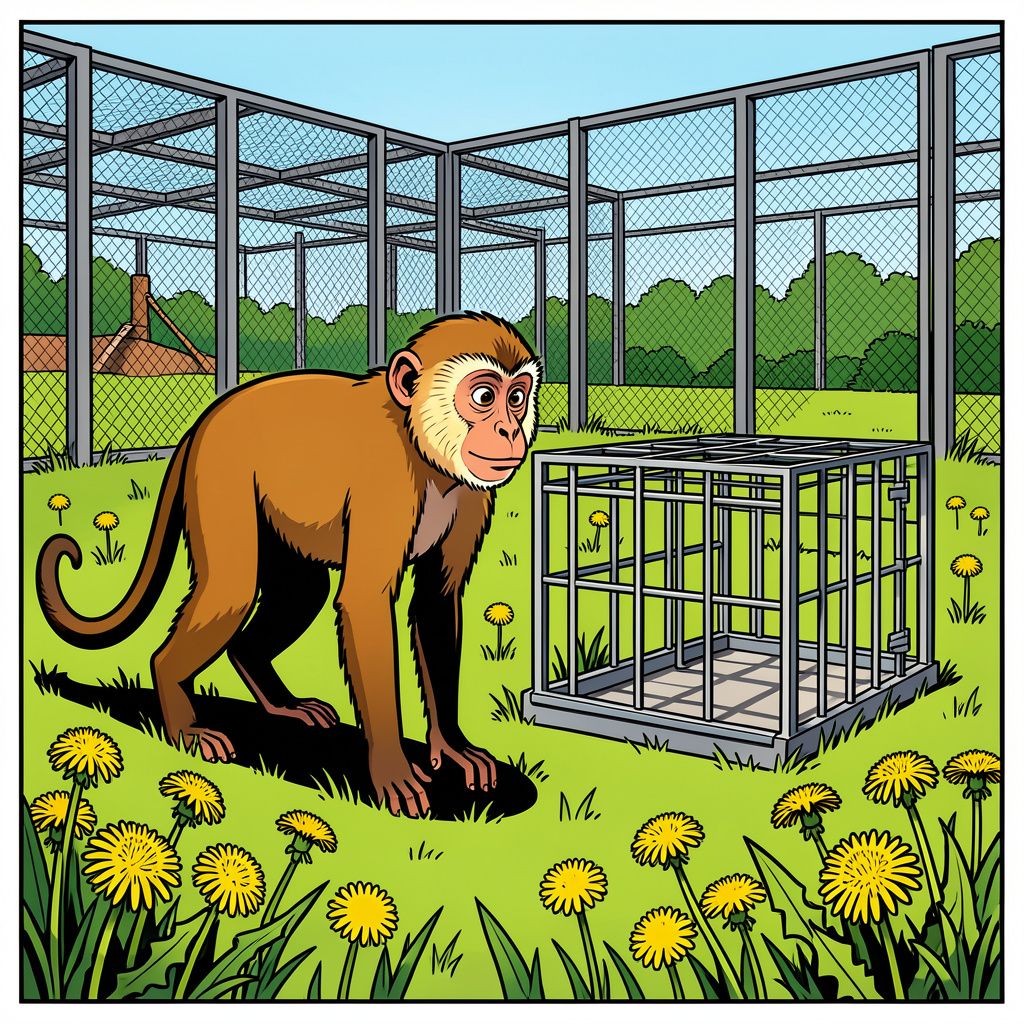 De zwemmende kuifmangabey van de Beekse Bergen is na een maand avontuur weer veilig thuis.