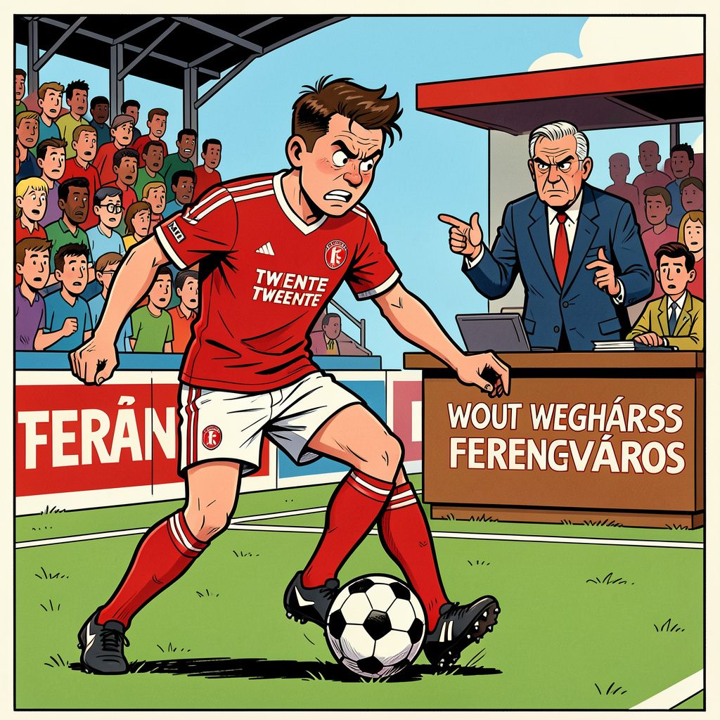 Wout Weghorst verpest zijn debuut bij FC Twente al na drie minuten met een houterige aanname.