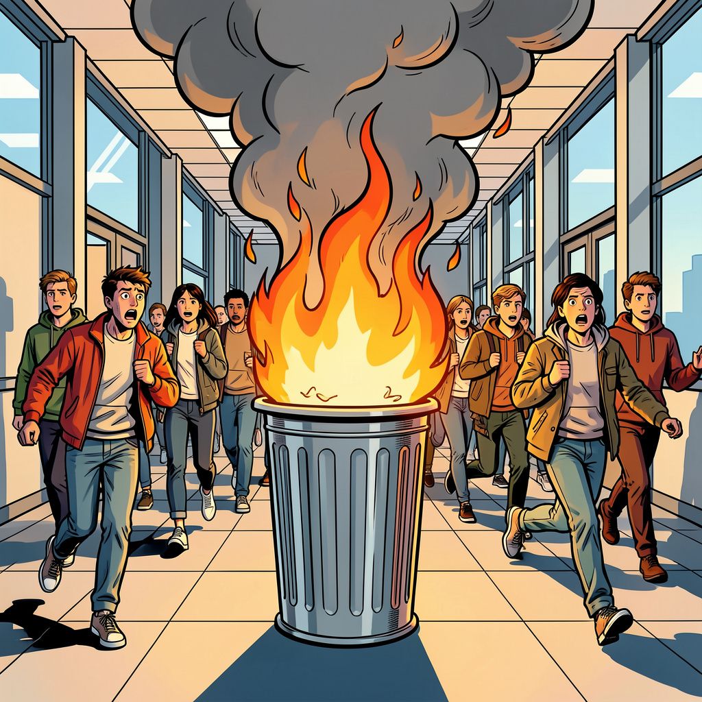 Een Franse middelbare school staat in brand na een uit de hand gelopen scholierenprotest.