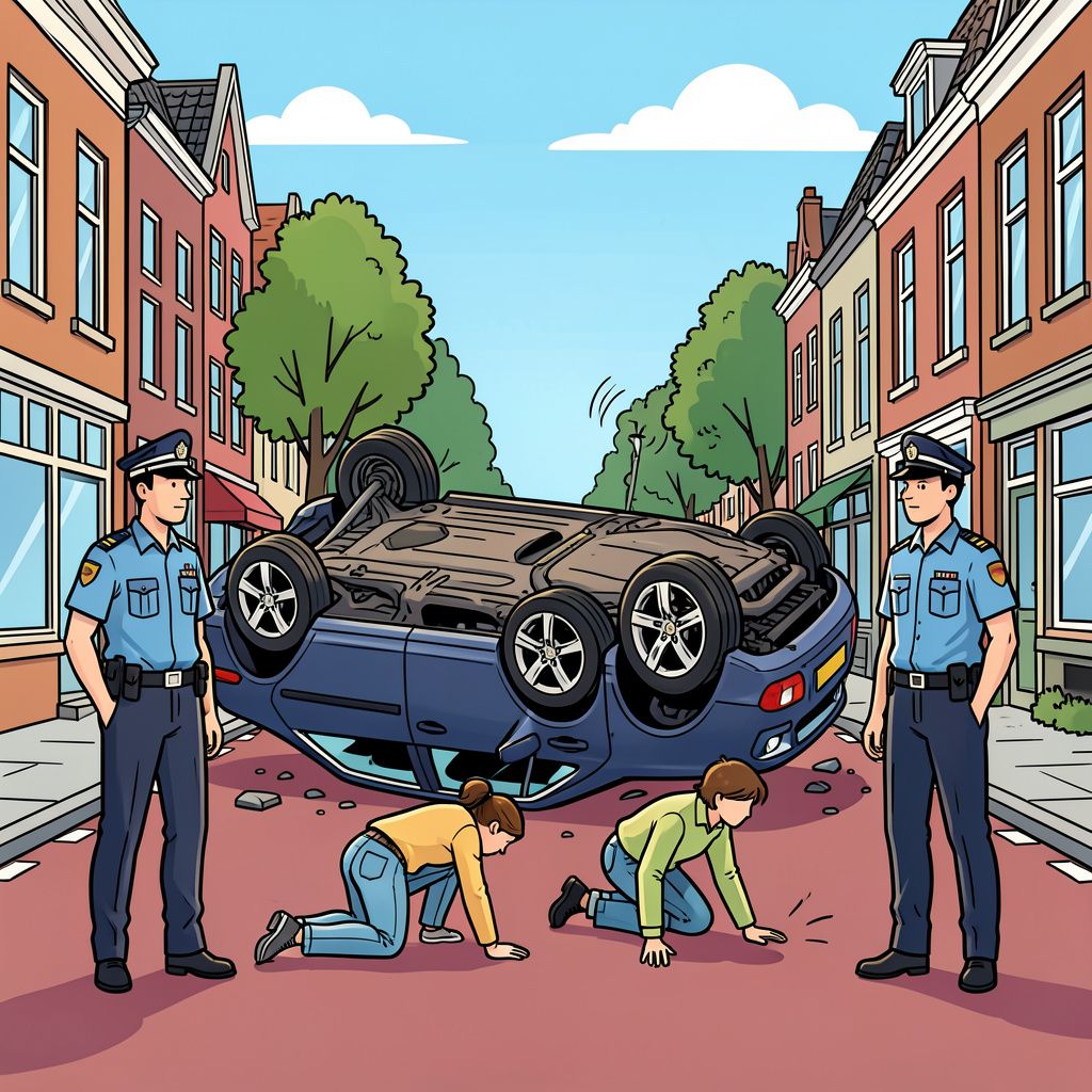Een auto slaat over de kop in Lent en de politie zoekt de mysterieuze bestuurder.