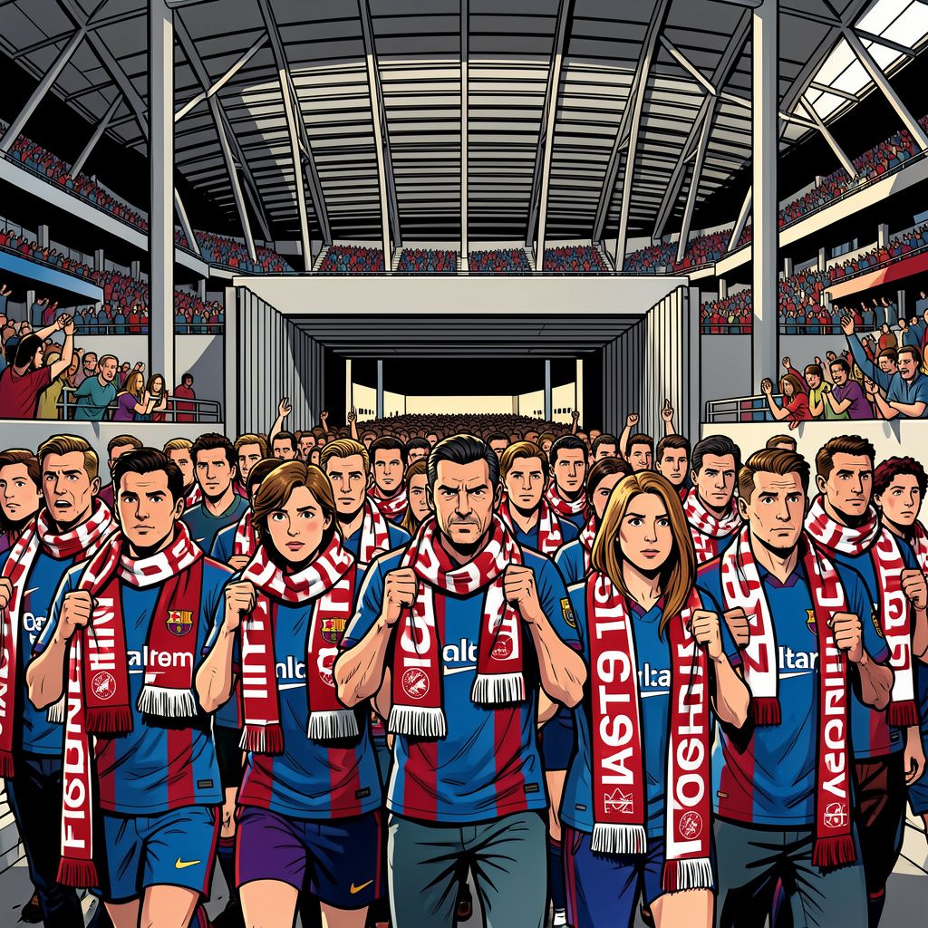 Rotterdamse durpals dringen in Barcelona-shirt het streng bewaakte Camp Nou binnen.