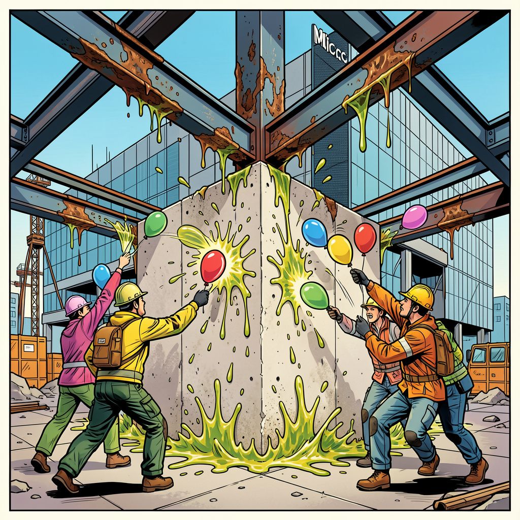 Klimaatactivisten proberen de fundering van een nieuw Amsterdams datacenter te slopen met chemische waterballonnen.