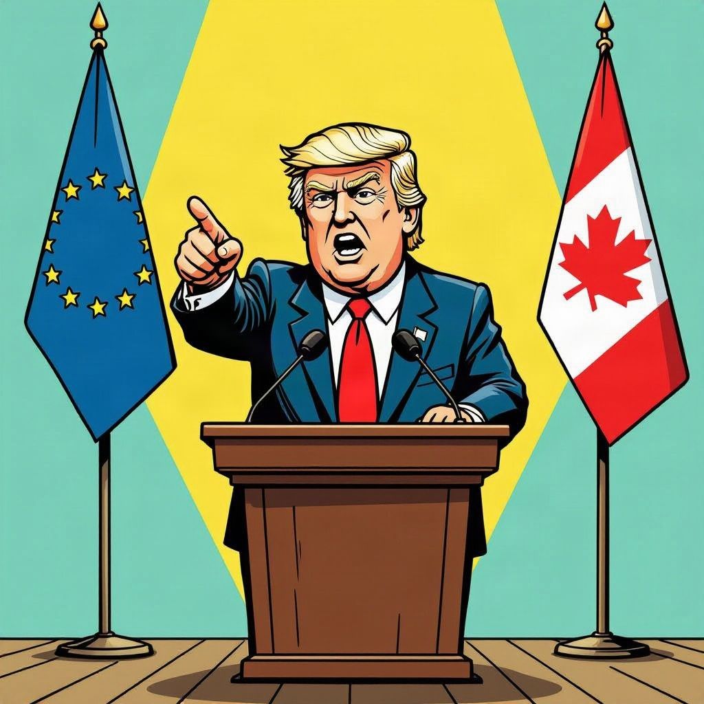 Trump dreigt nu ook Europa te straffen met zware importtarieven om de liefde met Canada.