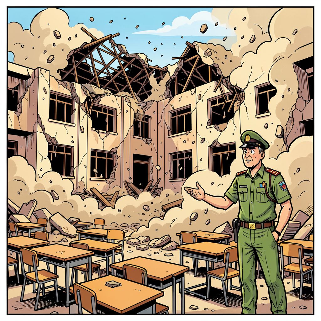 Slecht onderhouden schoolgebouw stort in en eist leven van tientallen kinderen in Pakistan.