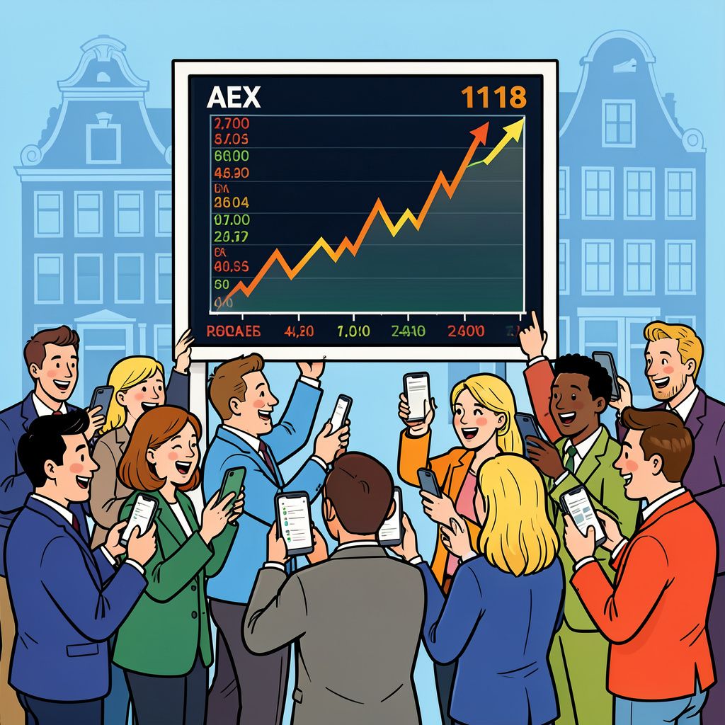 Gewone beleggers jagen de AEX-index naar een historisch record van 1118 punten.
