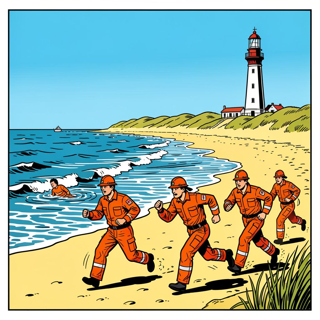 Hulpdiensten rukken met spoed uit voor een persoon in het water bij Egmond aan Zee.