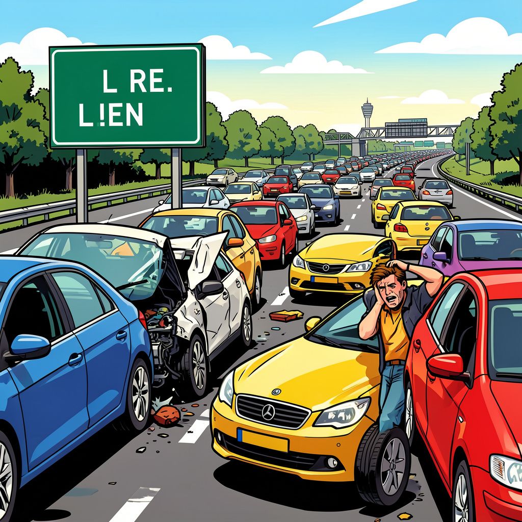 Een flinke kettingbotsing veroorzaakt vanochtend chaos op de rijksweg A1.