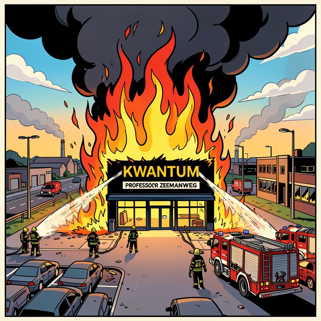 Kwantum winkel in Waalwijk staat volledig in brand en zorgt voor chaos op industrieterrein