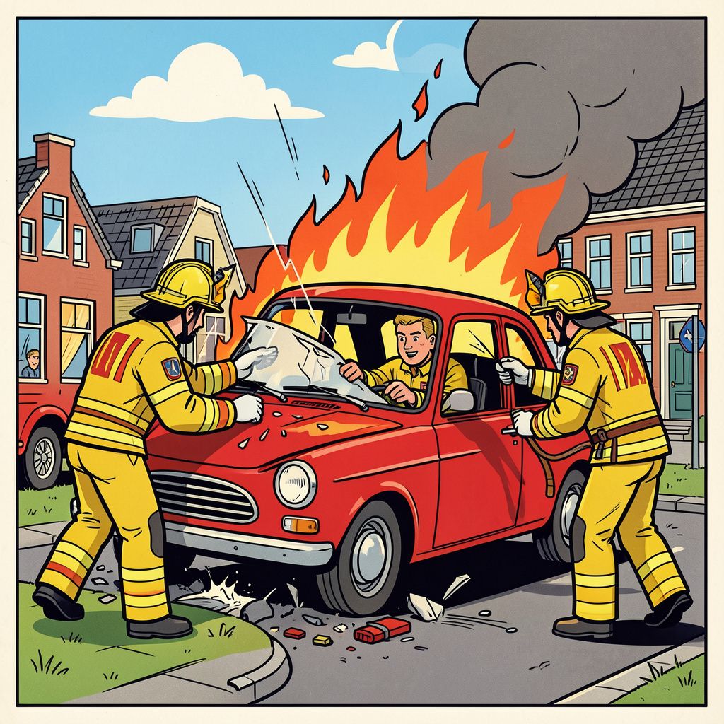 Auto ramt boom in Gennep: brandweer moet extra hulp inroepen om beknelde bestuurder te bevrijden