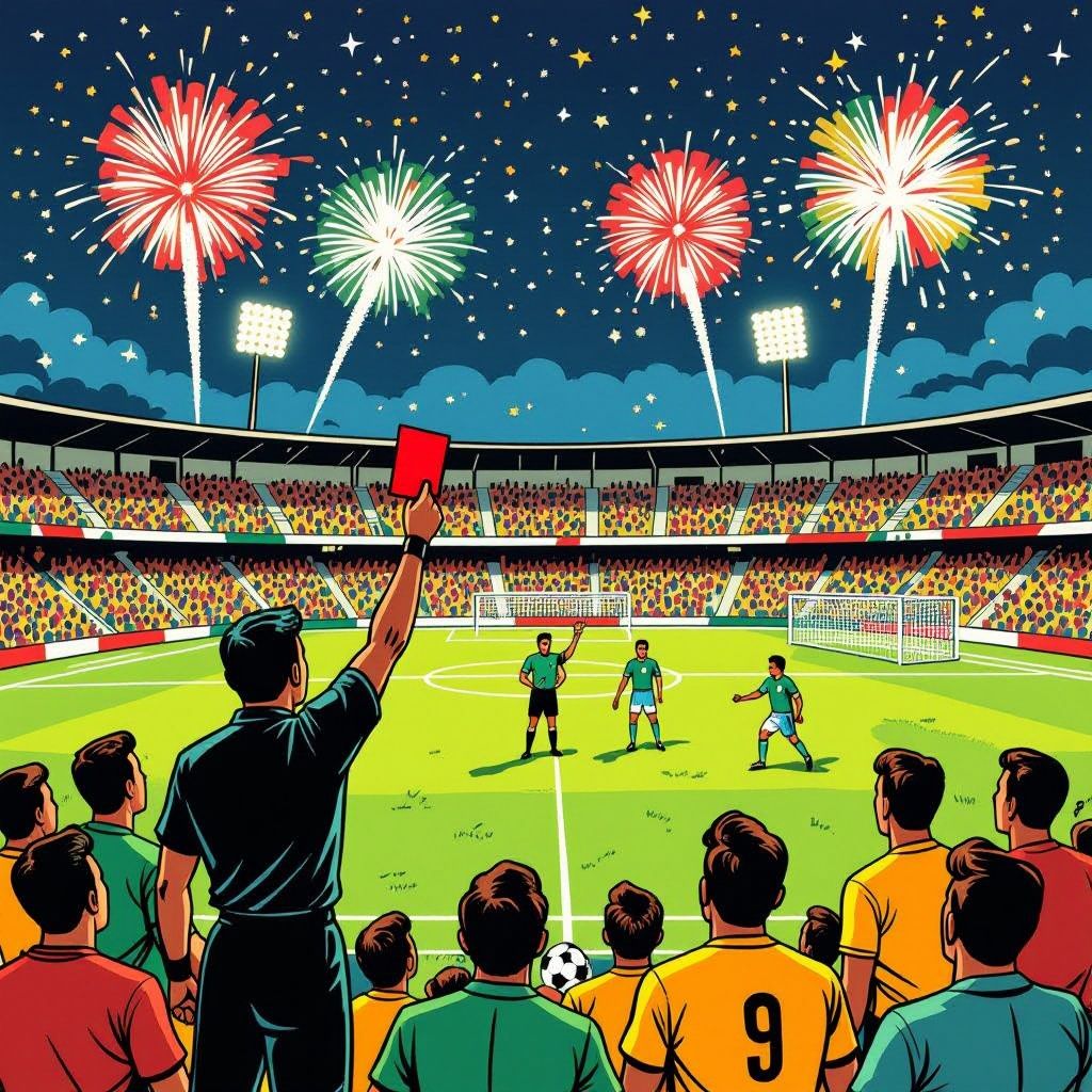 Mexico opent het grootste WK ooit met een 2-0 zege op Zuid-Afrika in een chaos van rode kaarten