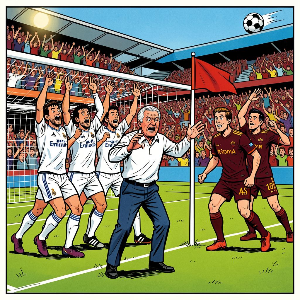 Real Madrid kantelt spektakelstuk tegen AS Roma in zeven krankzinnige minuten.