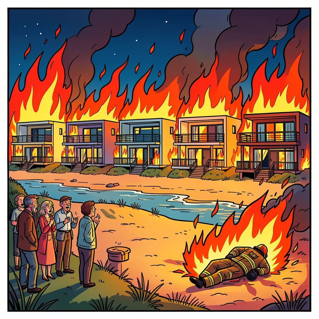 Een felle vuurzee verwoest vannacht zes strandhuisjes op het strand van Wijk aan Zee.