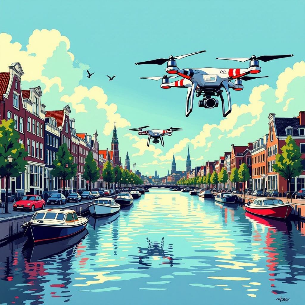 Drones met warmtecamera's zoeken naar vermiste persoon in het IJ bij Java-eiland