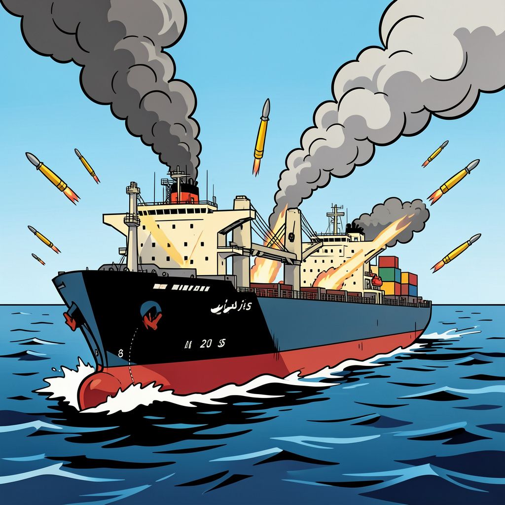 Een tanker is gisteren geraakt door projectielen voor de kust van Qatar.
