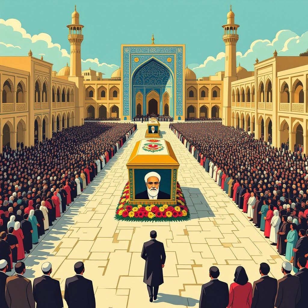 Iran houdt een gigantische uitvaart voor de vier maanden geleden gedode leider Ali Khamenei.
