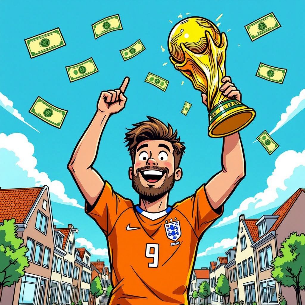 Oranje wereldkampioen levert elke Nederlander €47 op, maar verliezen in de finale kost je €11