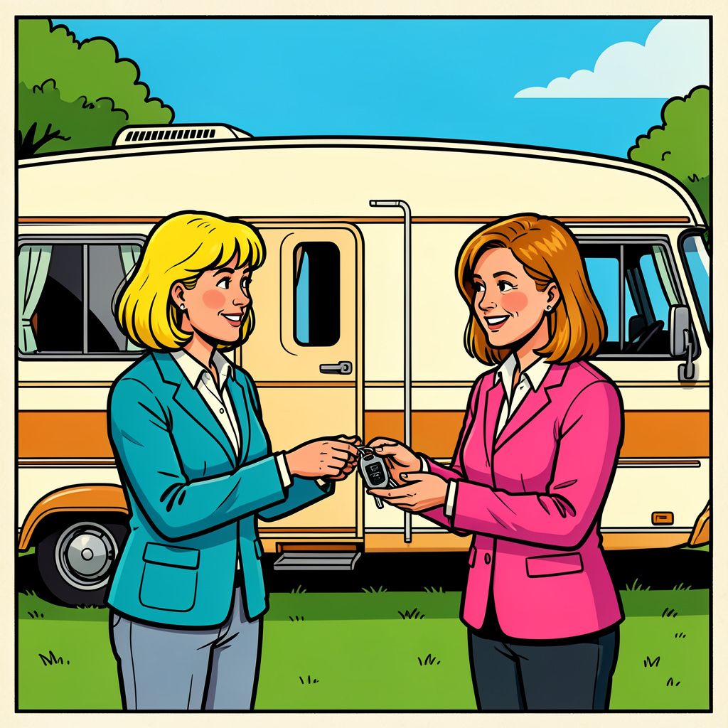 Marlijn Weerdenburg neemt de campersleutels over van Martine van Os