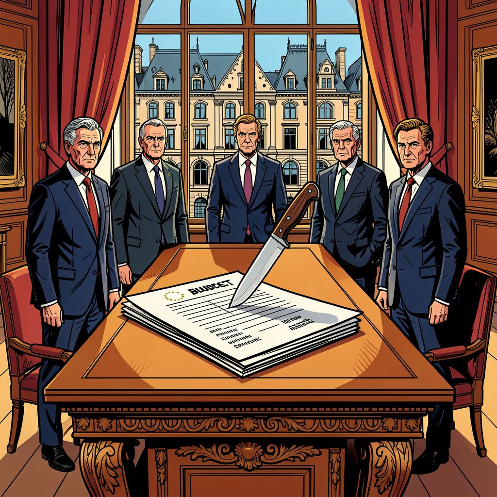 Zes landen zetten Brussel het mes op de keel en eisen honderden miljarden aan bezuinigingen op de nieuwe EU-begroting.