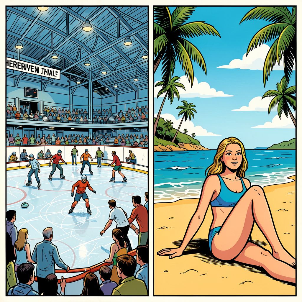 Terwijl Thialf volstroomt met zwetende schaatsers, geniet Jutta Leerdam van de zon in Puerto Rico.
