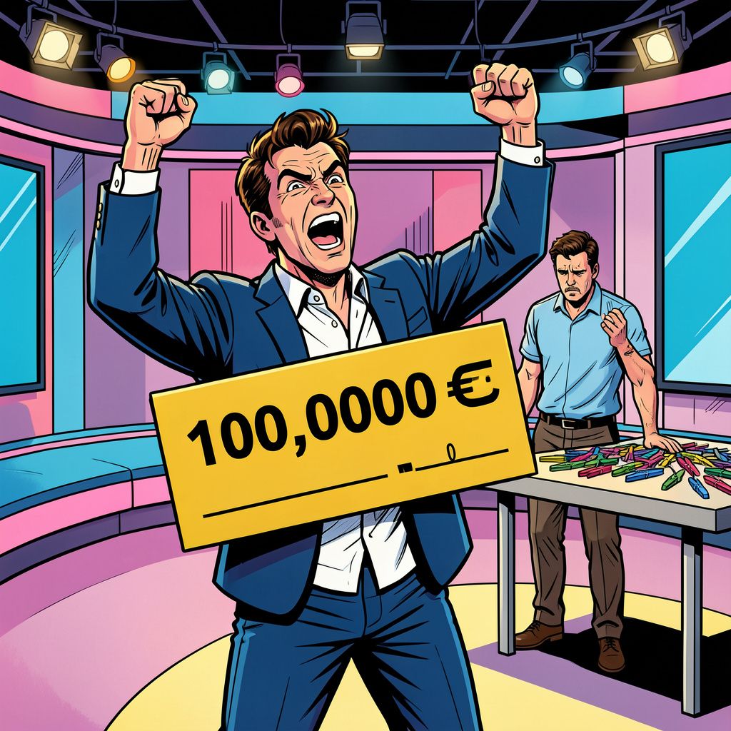 Milan grijpt de hoofdprijs van een ton in De Bondgenoten na een zenuwslopende strijd met wasknijpers.