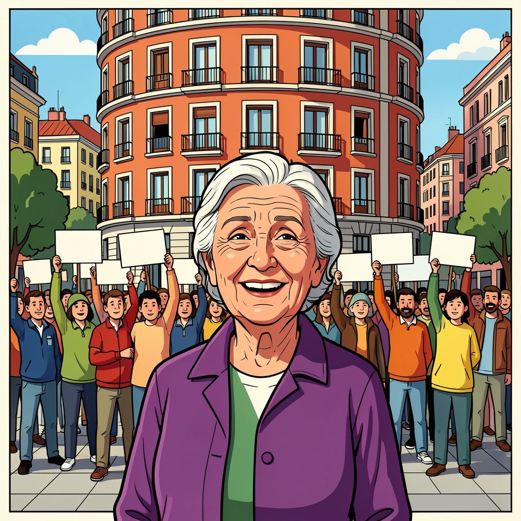 Na massaal protest mag de uit huis gezette Maricarmen (87) toch terug naar haar woning in Madrid.