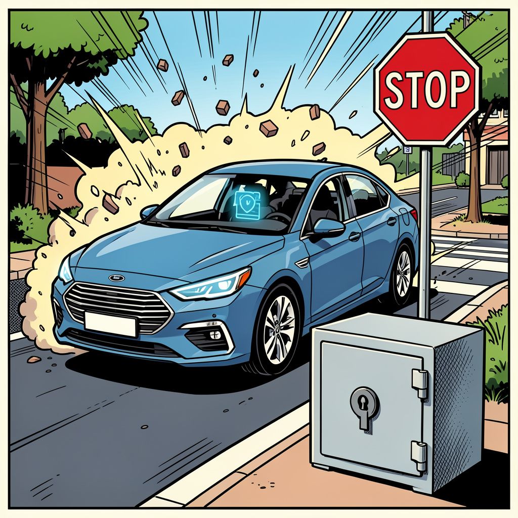Een Tesla op de automatische piloot negeert een stopbord en veroorzaakt een dodelijk ongeluk.