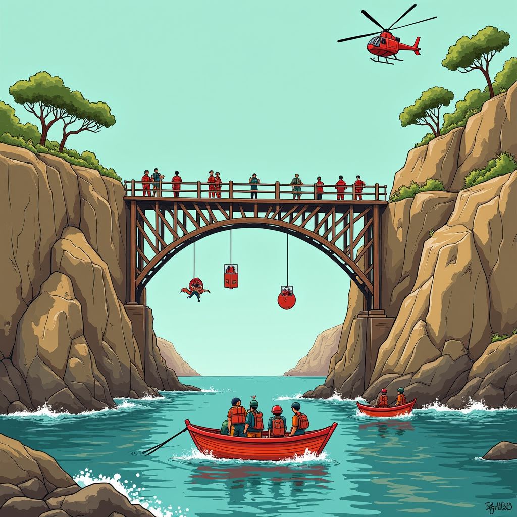 Zeven jongeren liepen over houten brug toen deze plots in zee stortte