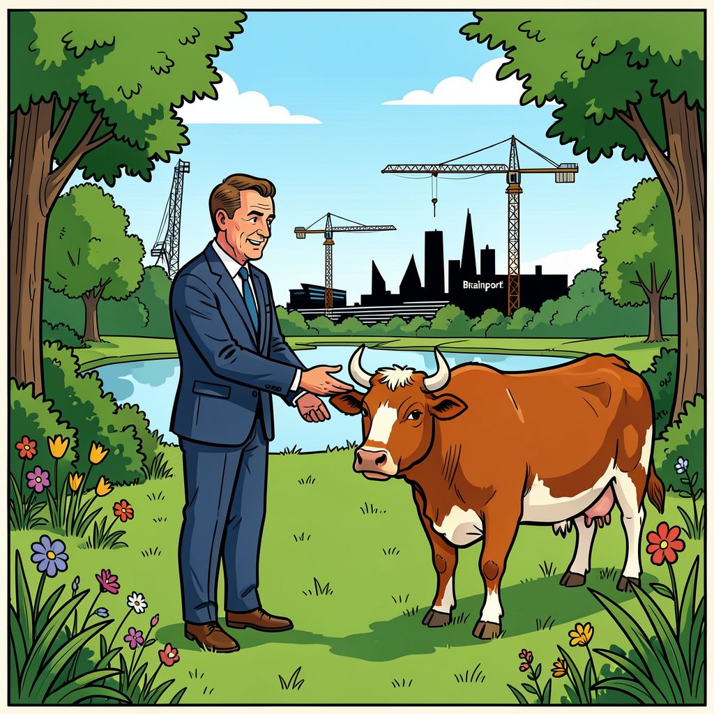 Minister Jaimi van Essen laat stier Rob los in de Brabantse natuur en trekt 123 miljoen euro uit om de stikstofcrisis rond Eindhoven vlot te trekken.