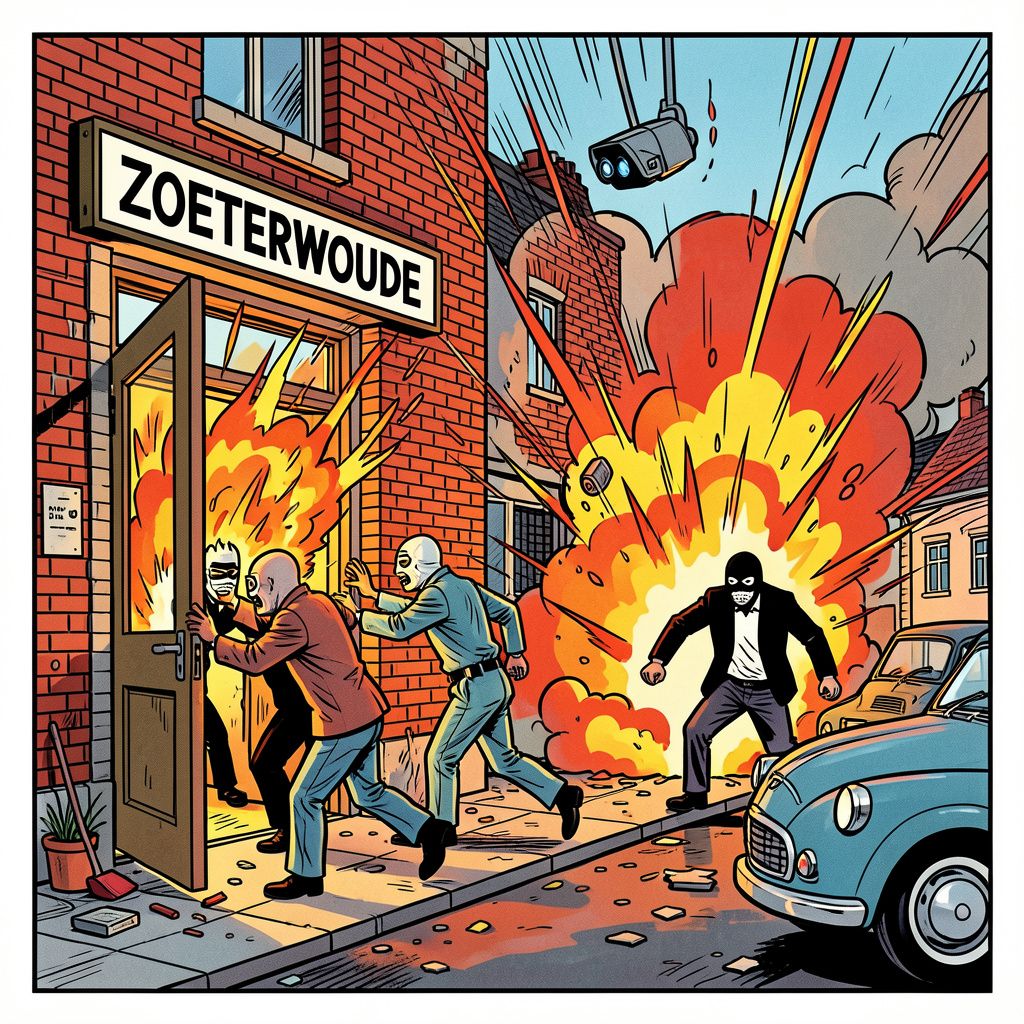 Vier brandstichters forceren deur bedrijfspand terwijl explosievengooier wegrent na aanslag