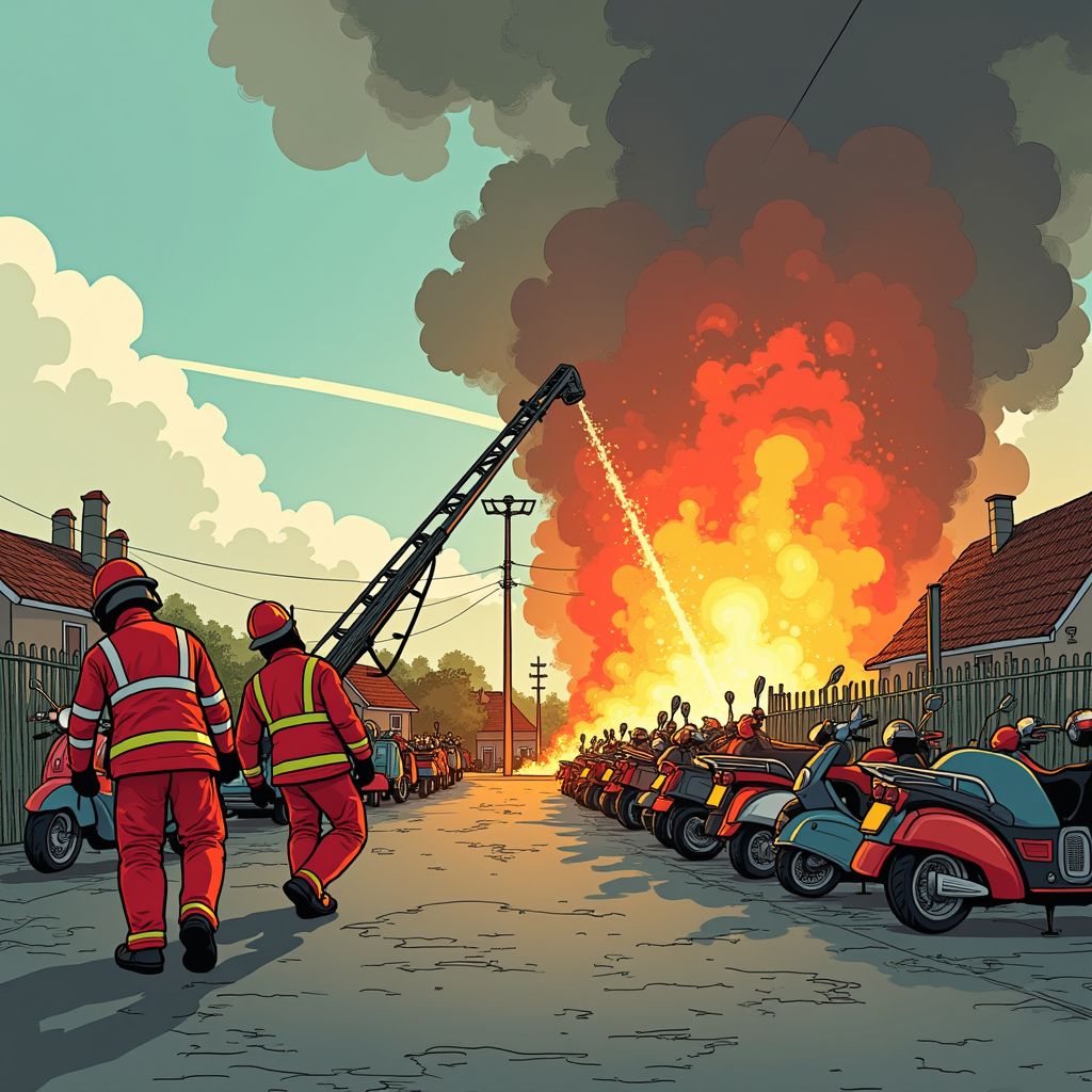 Brandweer redt paarden uit dikke rookwolken tijdens explosieve brand in brommersloperij