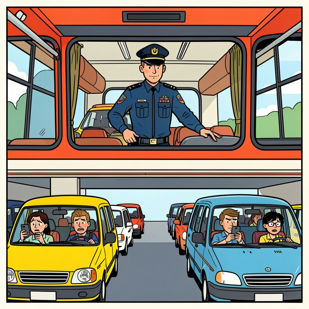 De Haagse politie betrapt tientallen bellers vanuit een hoge touringcar.