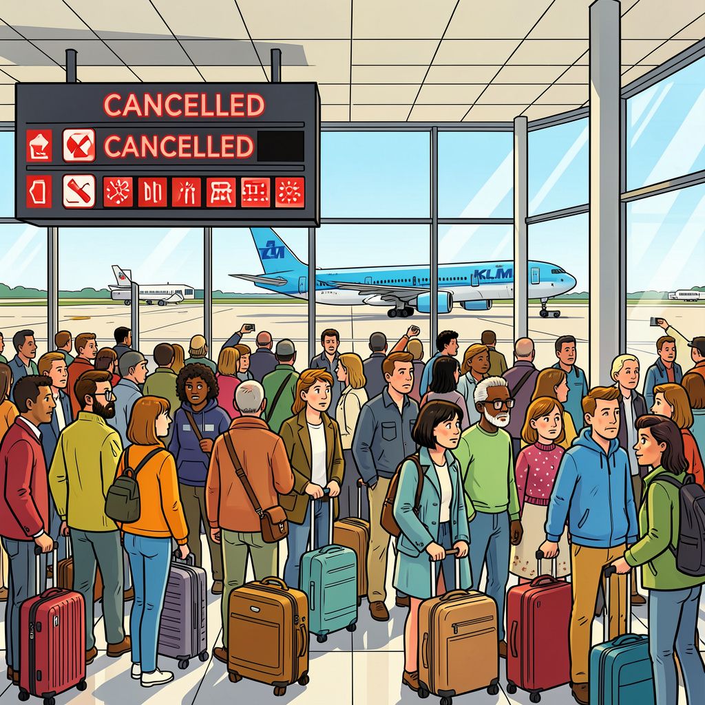 Een Britse computerstoring zet tientallen vluchten op Schiphol aan de grond.