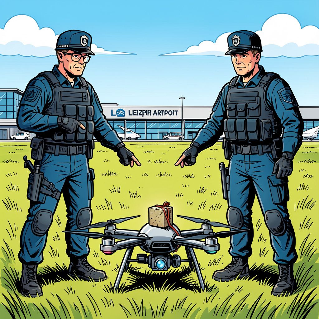 Duitse speurders ontdekken derde drone met militair explosief na verijdelde aanslag op luchthaven Leipzig.
