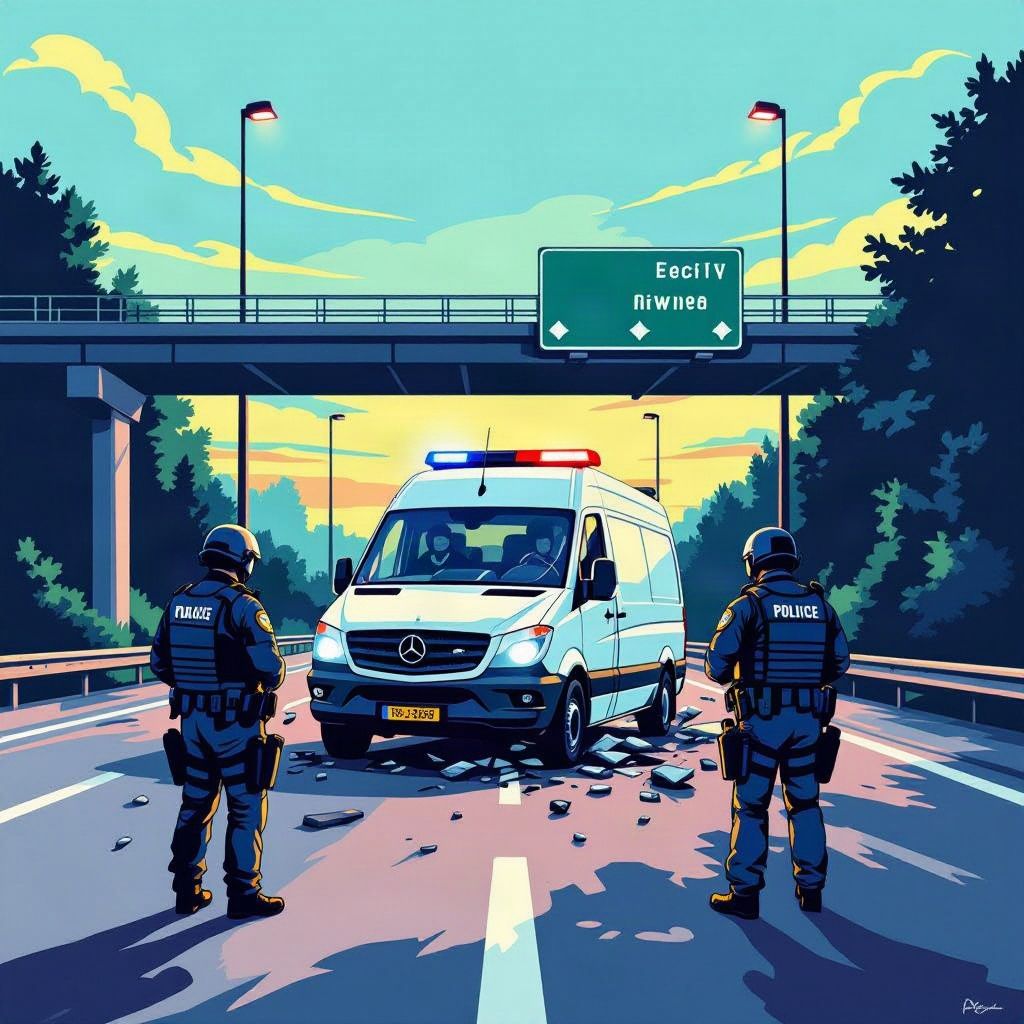 Een zwaarbeveiligd gevangenentransport crasht op de snelweg A2 bij Everdingen.