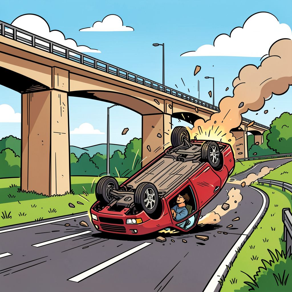 Auto valt van viaduct A50 en belandt ondersteboven op A15 bij Valburg