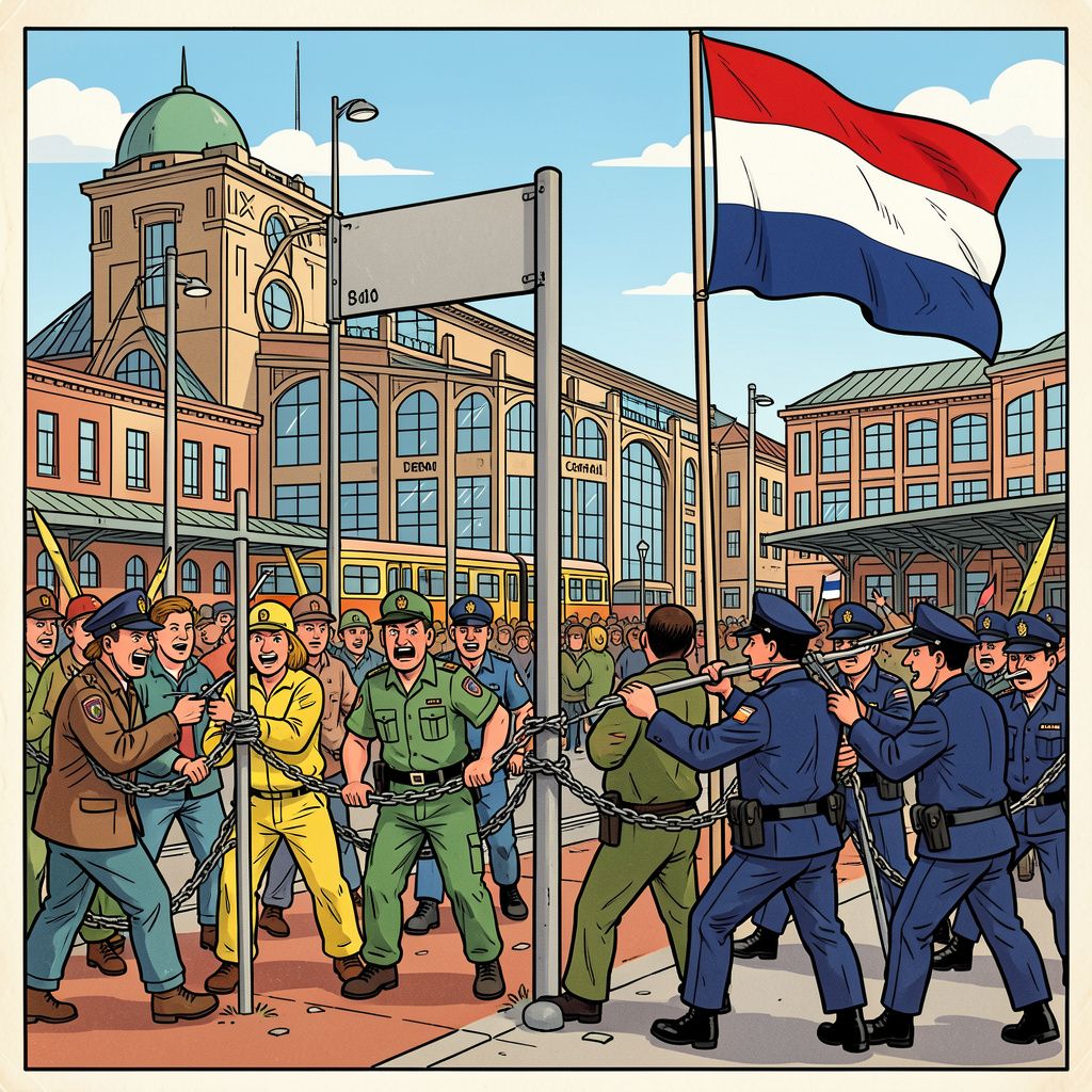 Activisten leggen treinverkeer Den Haag plat en ketenen zich vast aan seinpaal