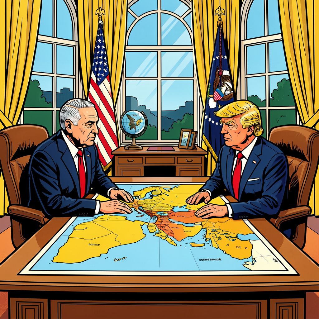 Premier Netanyahu schuift vandaag aan bij president Trump in het Witte Huis om hun wankelende oorlogsplannen te redden.