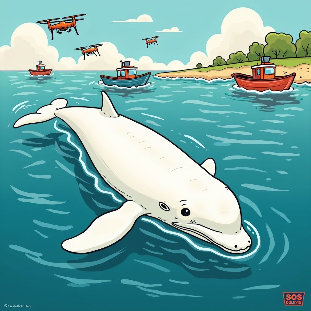 Deze arctische beloega zwemt al tien dagen voor onze kust en dat is 42 jaar niet meer gebeurd