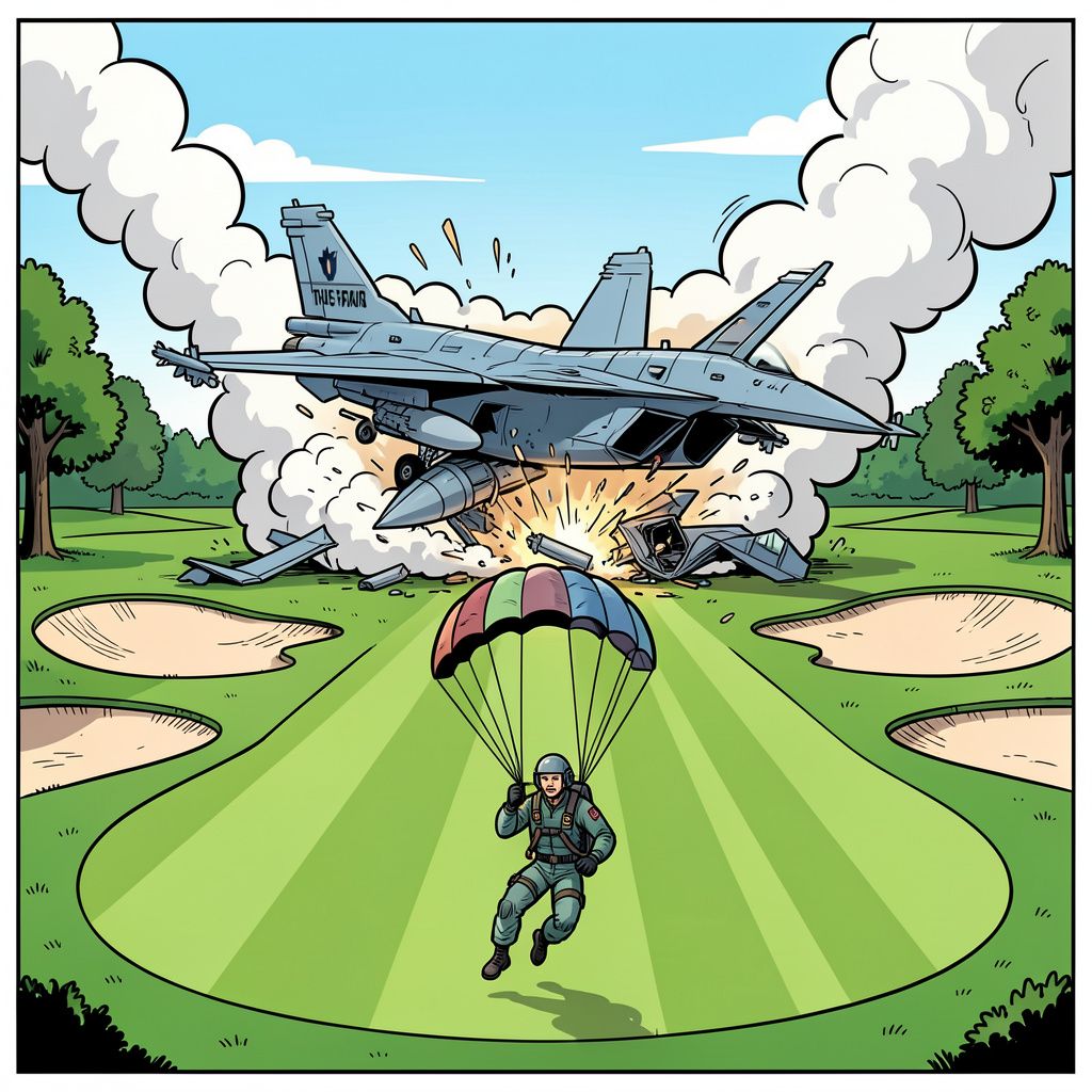 Een Amerikaanse F-16 stort neer bij een Duitse golfbaan na een oefenvlucht.
