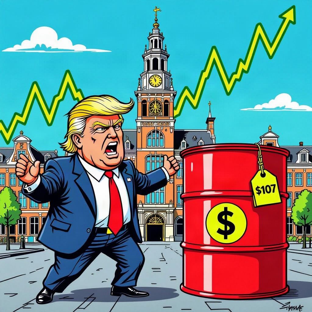 De Amsterdamse beurs stijgt verrassend door dure olie en ruziënde presidenten.