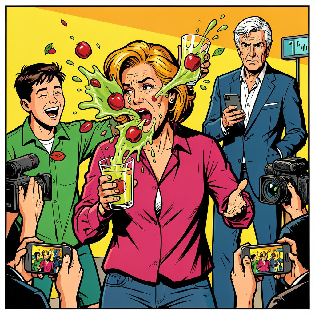 Gerard Joling kreeg appelsap in zijn gezicht en gooide impulsief terug