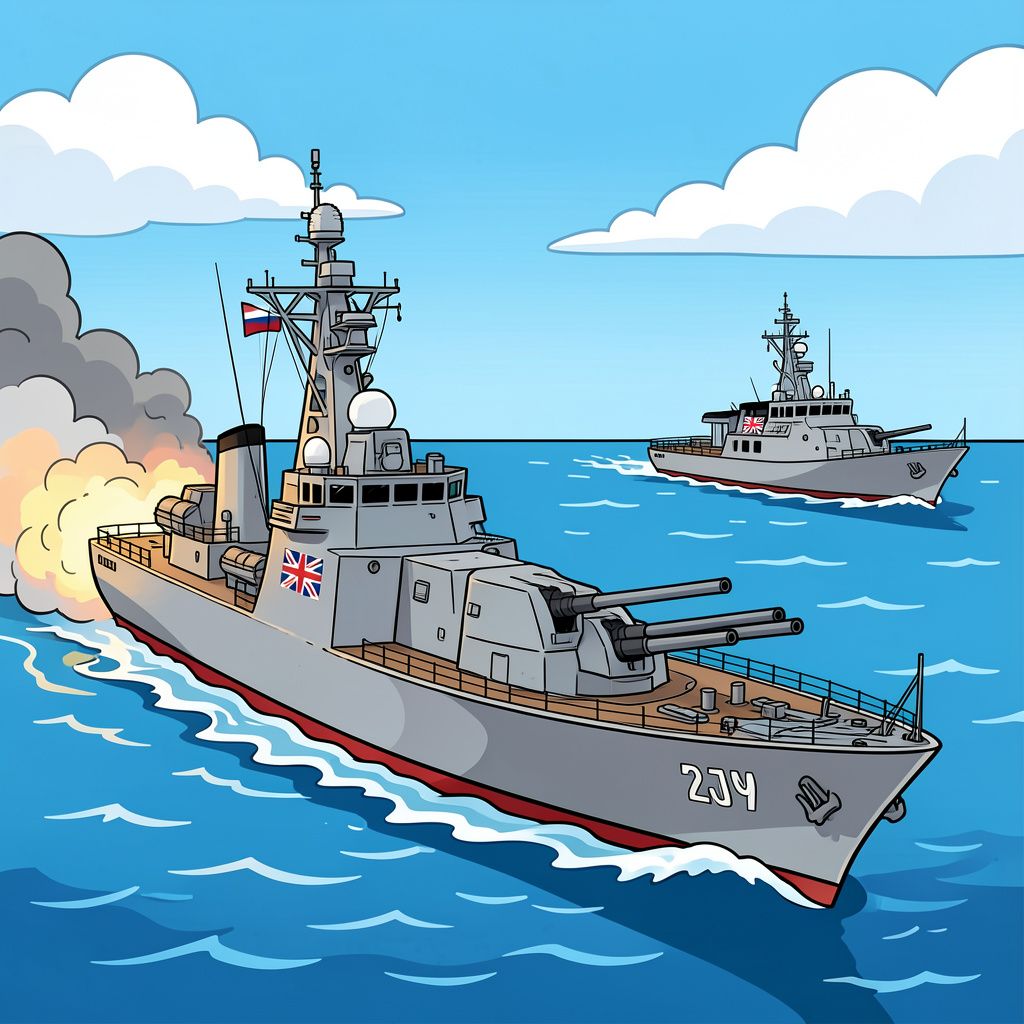 Een Russisch fregat schoot gisteren met scherp op slechts 74 kilometer van de Britse kust.
