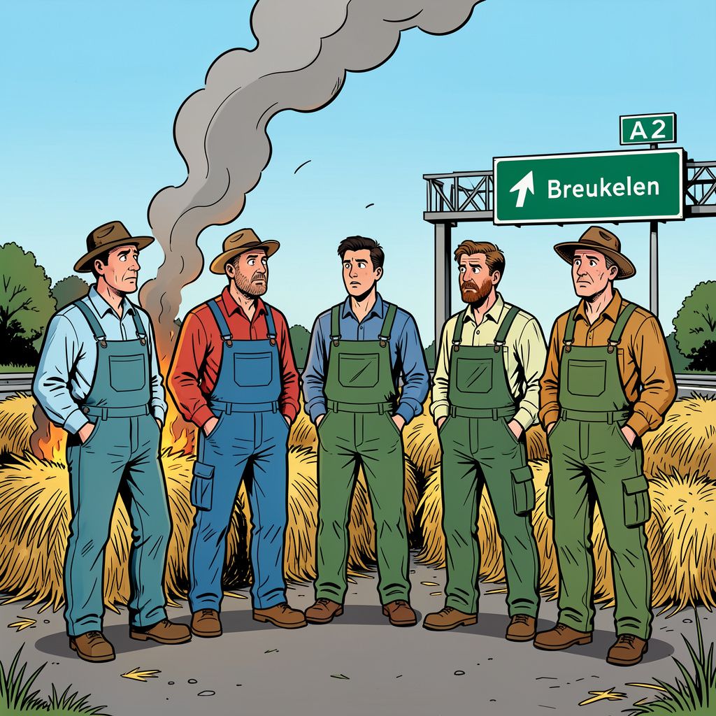 Boeren stichten gevaarlijke branden langs de A2 en lopen direct tegen de lamp.